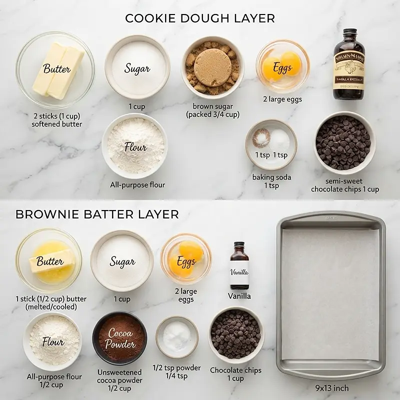 Brownie Batter Cookie Bars 2 INGREDIENTS FOR Brownie Batter Cookie Bars