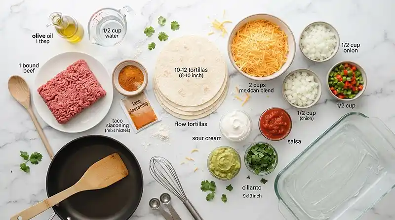 Cheesy Ground Beef Quesadilla Bake 2 INGREDIENTS FOR Cheesy Ground Beef Quesadilla Bake