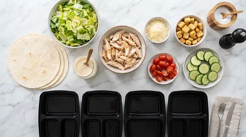 INGREDIENTS FOR Chicken Caesar Wrap Lunch Boxes