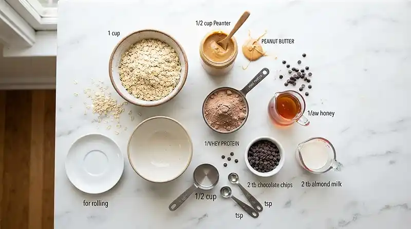 Chocolate Peanut Butter Protein Oat Bites 2 INGREDIENTS FOR Chocolate Peanut Butter Protein Oat Bites