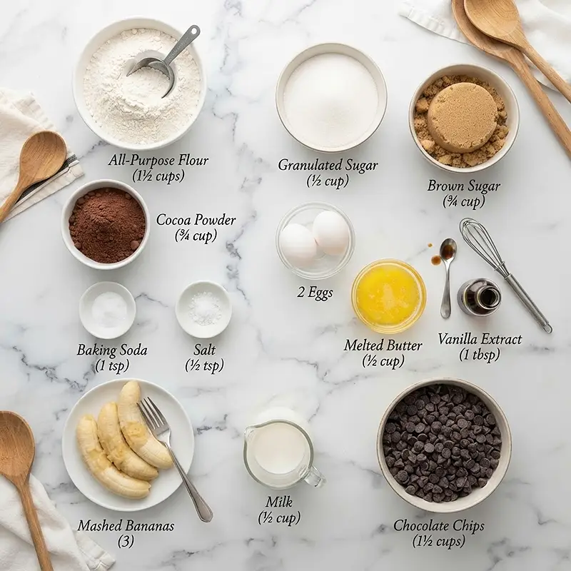 Double Chocolate Banana Snack Muffins 2 INGREDIENTS FOR Double Chocolate Banana Snack Muffins