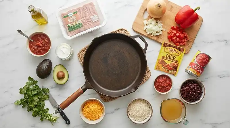 Ground Turkey Taco Skillet with Rice 2 INGREDIENTS FOR Ground Turkey Taco Skillet with Rice!