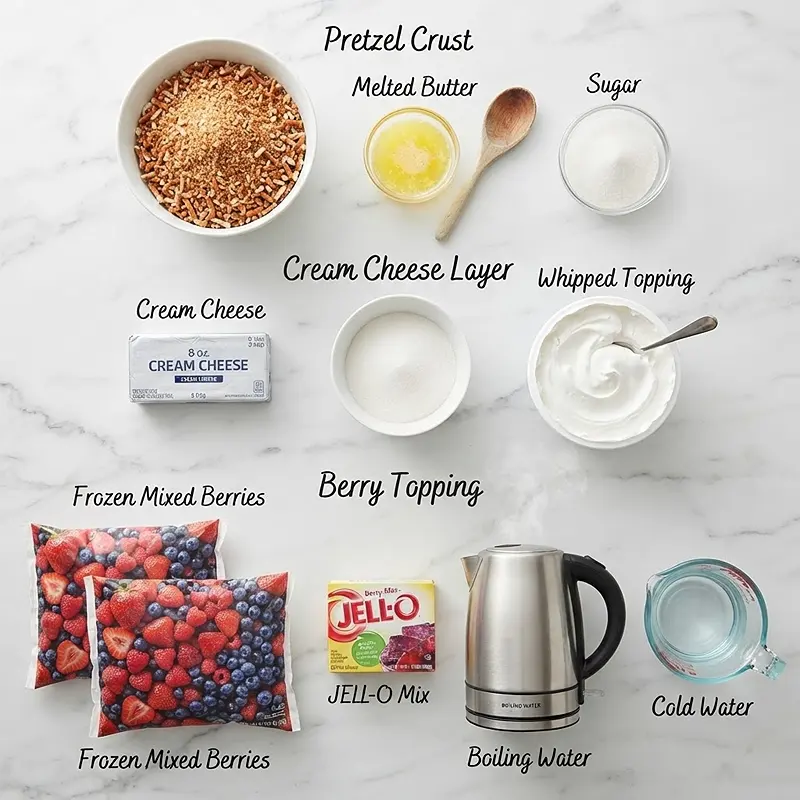 Labor Day Berry Pretzel Dessert 2 INGREDIENTS FOR Labor Day Berry Pretzel Dessert