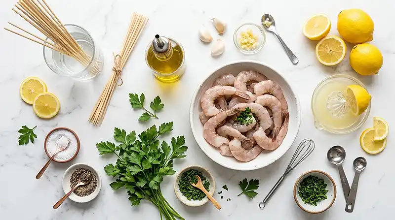 INGREDIENTS FOR Lemon Garlic Shrimp Skewers