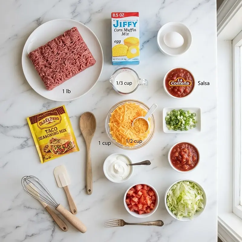 Loaded Cornbread Taco Bake 2 INGREDIENTS FOR Loaded Cornbread Taco Bake