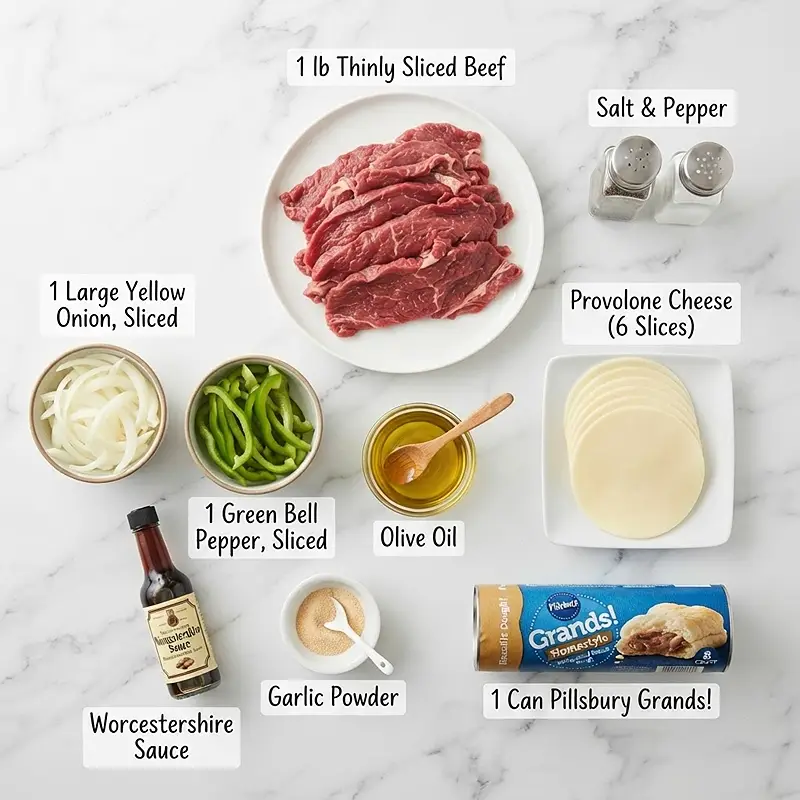 Philly Cheesesteak Biscuit Bake 2 INGREDIENTS FOR Philly Cheesesteak Biscuit Bake