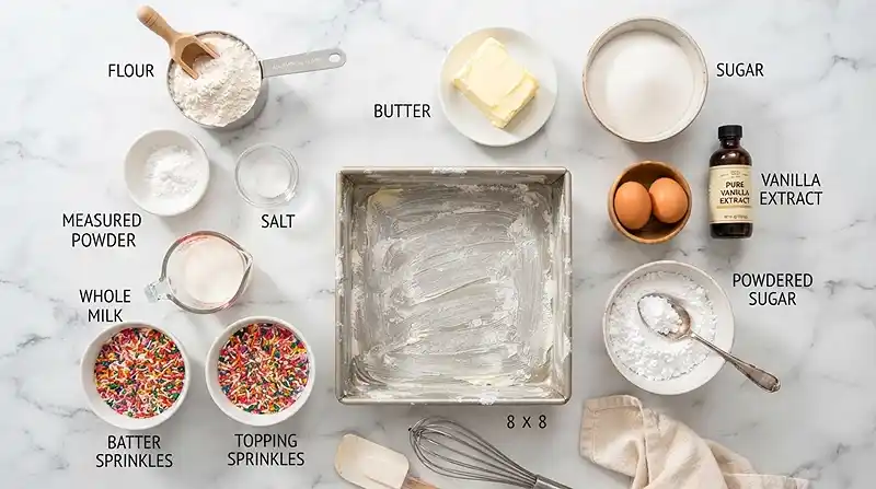 INGREDIENTS FOR Polka Dot Sprinkle Snack Cake
