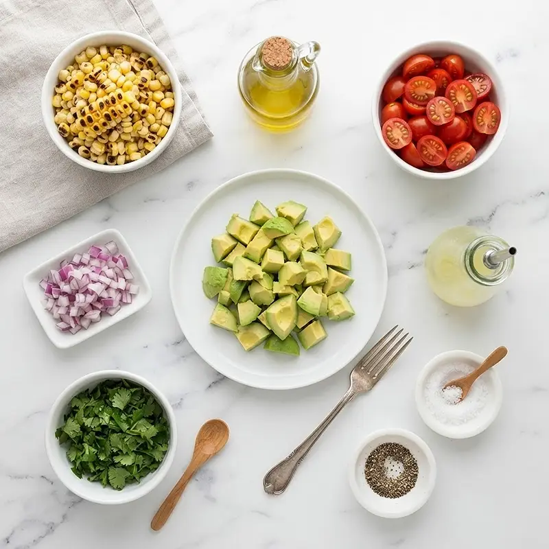 Roasted Corn Tomato Avocado Salad 2 INGREDIENTS FOR Roasted Corn Tomato Avocado Salad