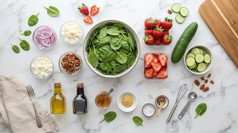 INGREDIENTS FOR Strawberry Cucumber Spinach Salad