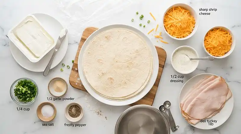INGREDIENTS FOR Turkey Cheddar Ranch Pinwheels