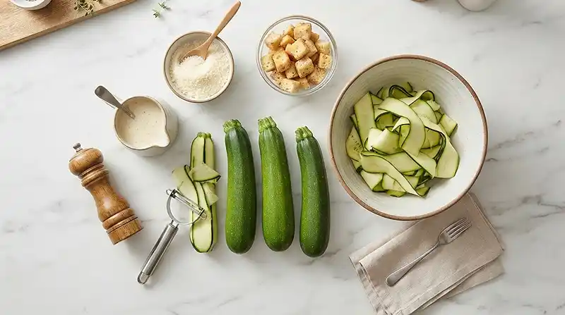 Zucchini Ribbon Caesar Salad 2 INGREDIENTS FOR Zucchini Ribbon Caesar Salad