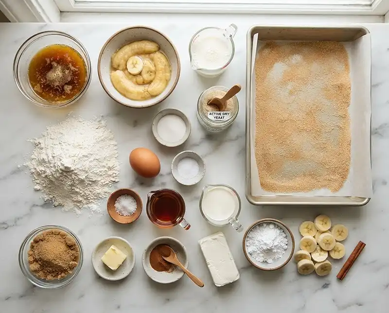 Ingredients for brown butter banana bread cinnamon rolls recipe​