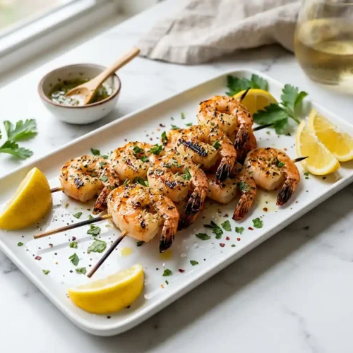 Lemon Garlic Shrimp Skewers