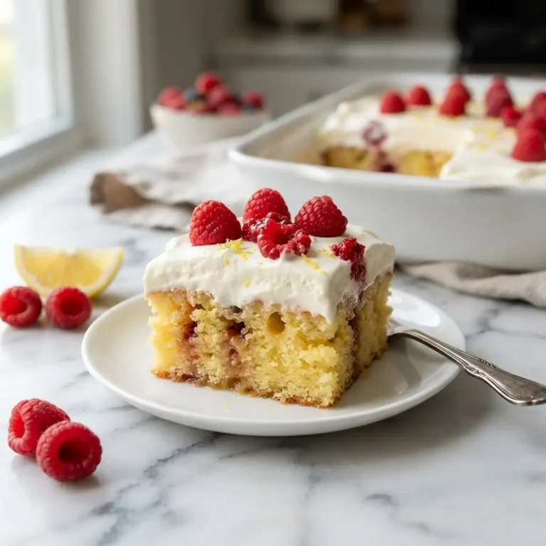 Lemon Raspberry Poke Cake