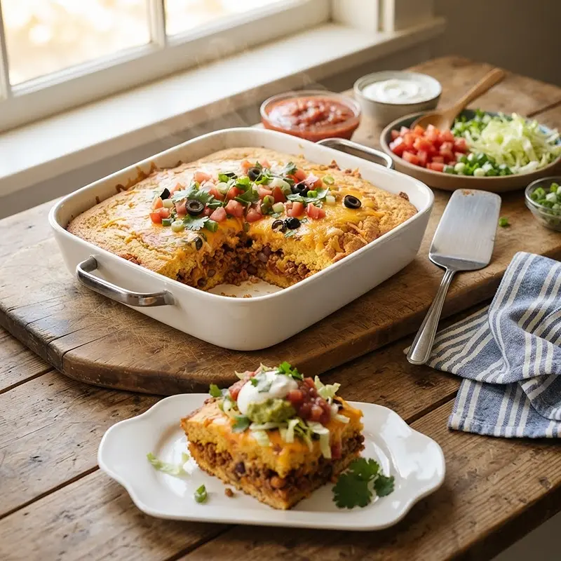 Loaded Cornbread Taco Bake 4 Loaded Cornbread Taco Bake RECIPE