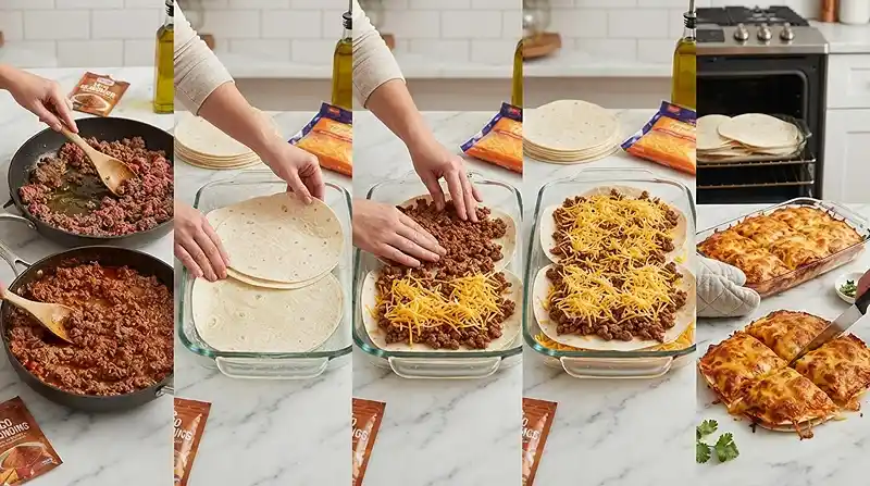 Cheesy Ground Beef Quesadilla Bake 3 MAKING THE Cheesy Ground Beef Quesadilla Bake