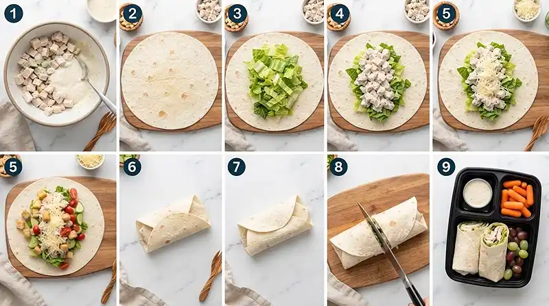 MAKING THE Chicken Caesar Wrap Lunch Boxes