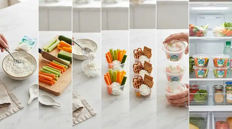 Cottage Cheese Ranch Snack Cups 3 MAKING THE Cottage Cheese Ranch Snack Cups