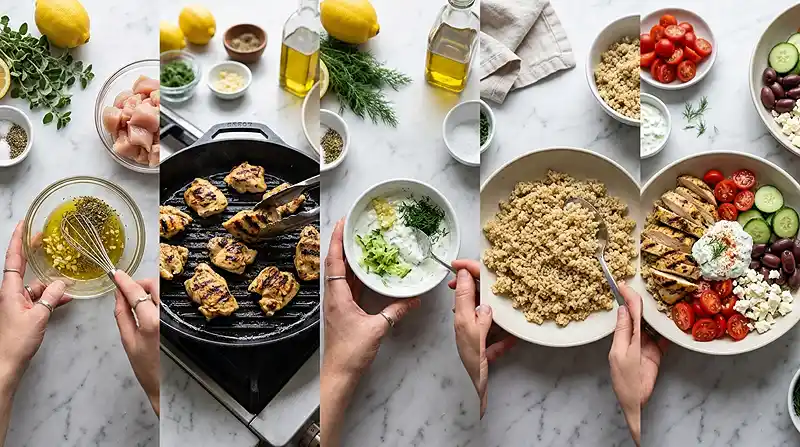 MAKING THE Greek Lemon Chicken Power Bowls