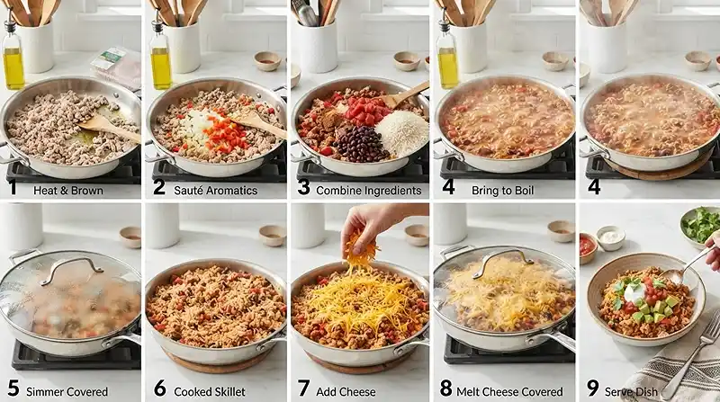Ground Turkey Taco Skillet with Rice 3 MAKING THE Ground Turkey Taco Skillet with Rice!