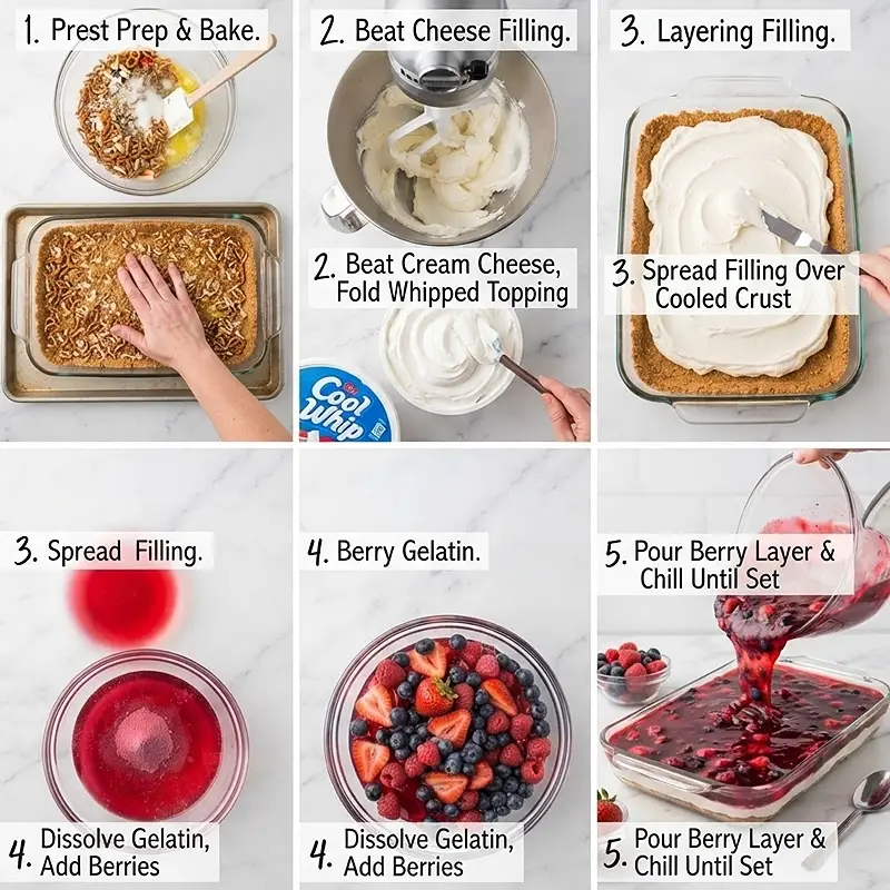 Labor Day Berry Pretzel Dessert 3 MAKING THE Labor Day Berry Pretzel Dessert