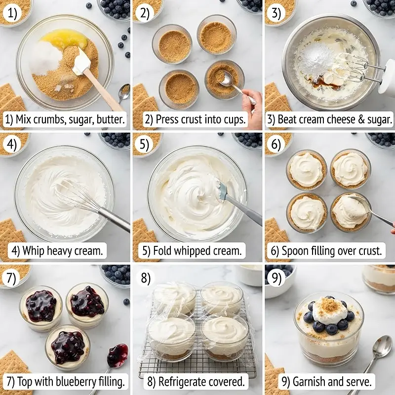 No-Bake Blueberry Crumble Cheesecake Cups 3 MAKING THE No-Bake Blueberry Crumble Cheesecake Cups