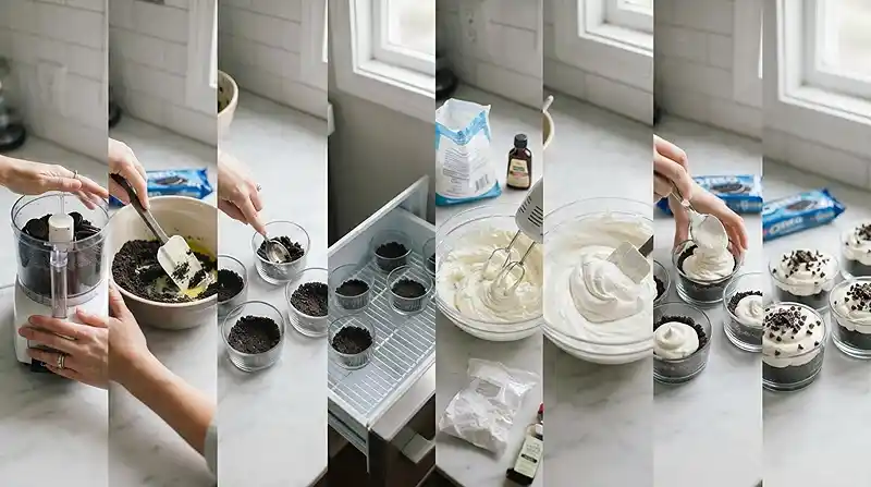 No-Bake Oreo Cream Pie Cups 3 MAKING THE No-Bake Oreo Cream Pie Cups