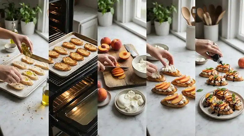 MAKING THE Peach Burrata Crostini