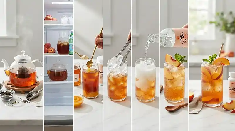 MAKING THE Peach Collagen Iced Tea Refresher