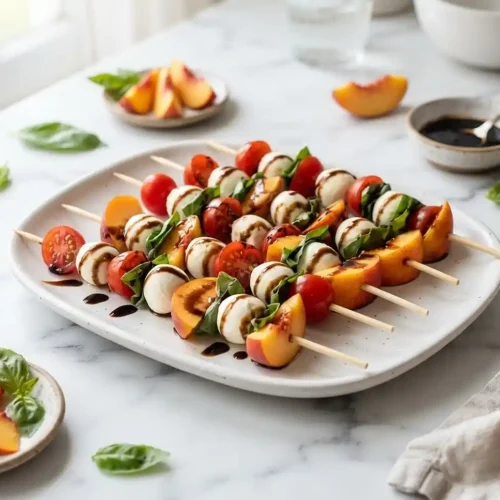Mini Caprese Peach Skewers 5 Mini Caprese Peach Skewers
