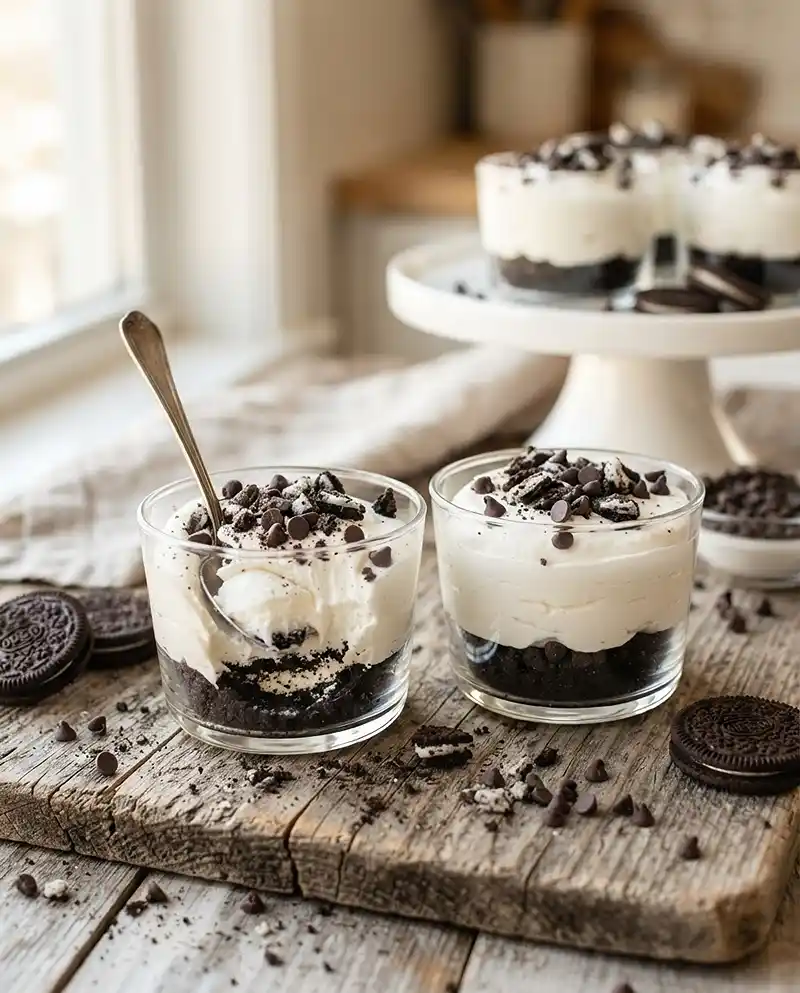 No-Bake Oreo Cream Pie Cups 4 No-Bake Oreo Cream Pie Cups RECIPE