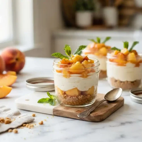 No-Bake Peach Cheesecake Cups
