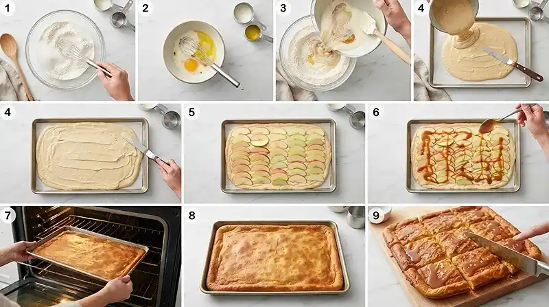 Caramel Apple Sheet Pan Pancakes 3 PREPARING THE Caramel Apple Sheet Pan Pancakes