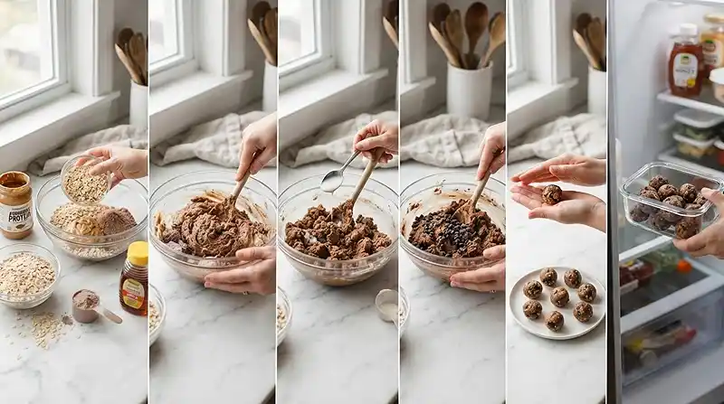 Chocolate Peanut Butter Protein Oat Bites 3 PREPARING THE Chocolate Peanut Butter Protein Oat Bites