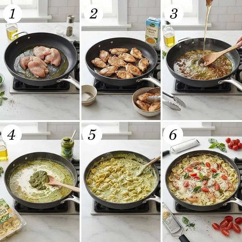 Creamy Pesto Chicken Tortellini Skillet 3 PREPARING THE Creamy Pesto Chicken Tortellini Skillet