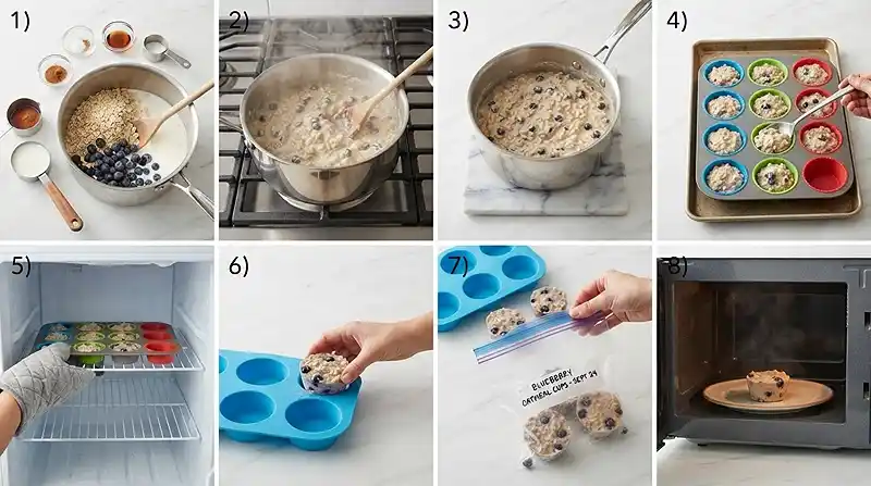 Freezer Blueberry Oatmeal Cups 3 PREPARING THE Freezer Blueberry Oatmeal Cups