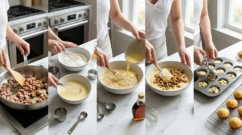 Pancake Sausage Muffin Bites 3 PREPARING THE Pancake Sausage Muffin Bites