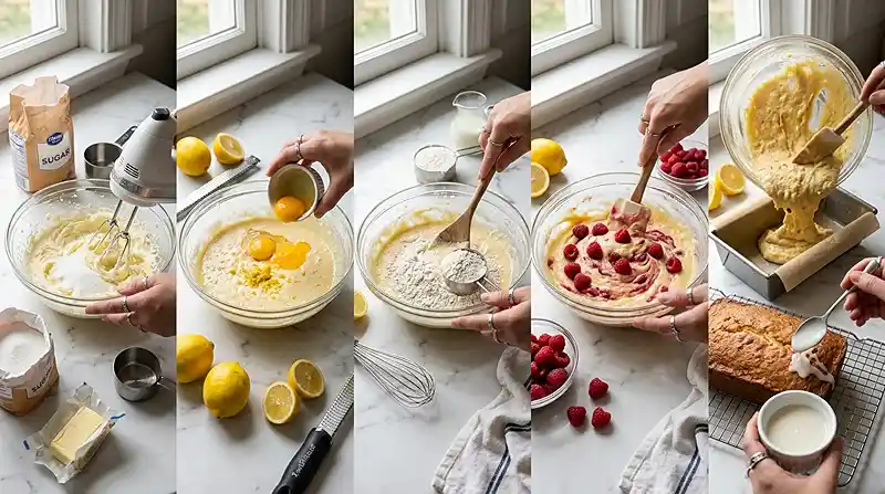 Raspberry Lemon Loaf Cake 3 PREPARING THE Raspberry Lemon Loaf Cake