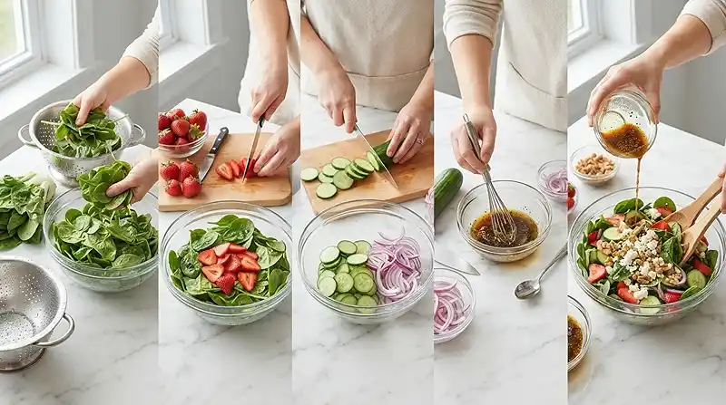 PREPARING THE Strawberry Cucumber Spinach Salad