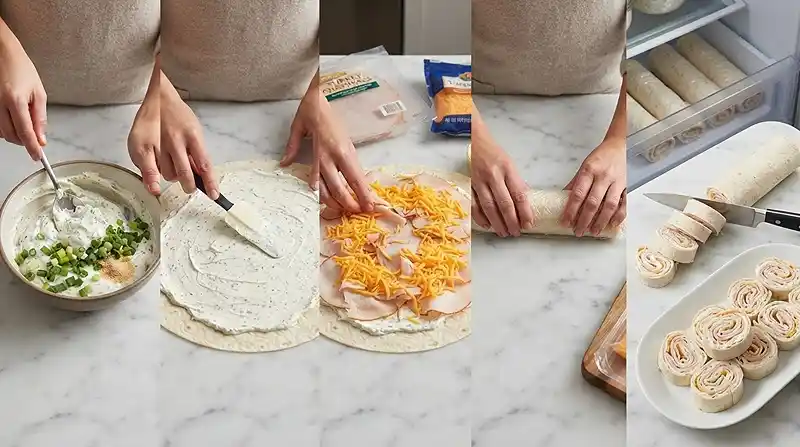 PREPARING THE Turkey Cheddar Ranch Pinwheels