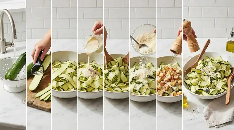 Zucchini Ribbon Caesar Salad 3 PREPARING THE Zucchini Ribbon Caesar Salad