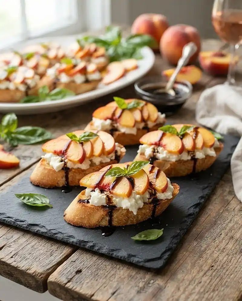 Peach Burrata Crostini RECIPE