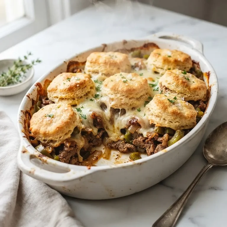 Philly Cheesesteak Biscuit Bake
