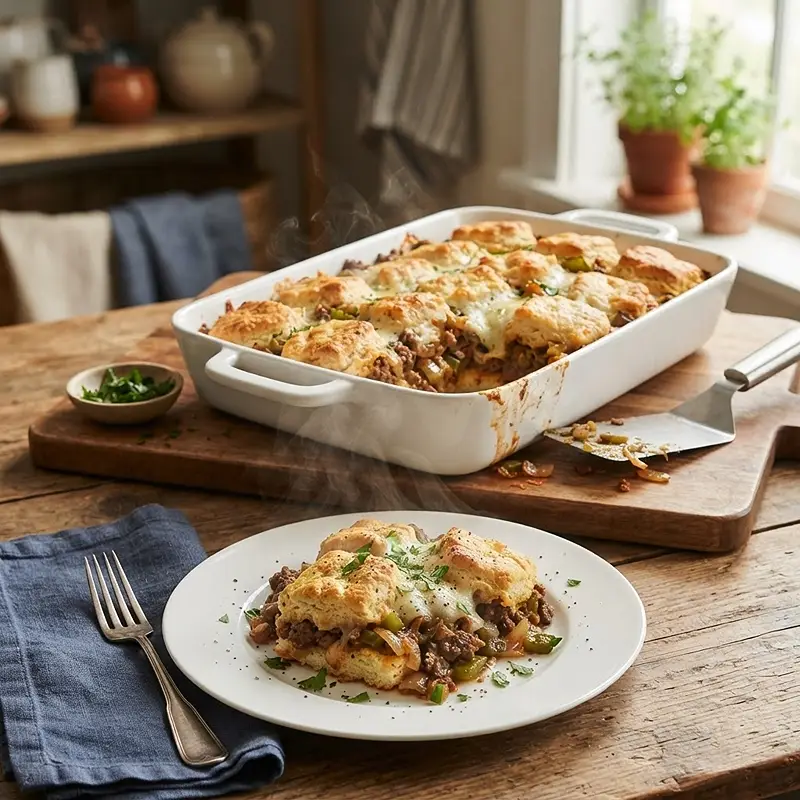 Philly Cheesesteak Biscuit Bake 4 Philly Cheesesteak Biscuit Bake RECIPE