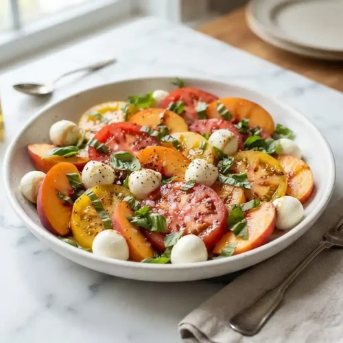Tomato Peach Basil Salad