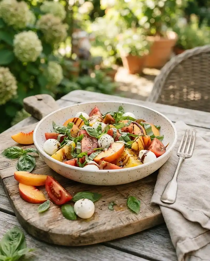 Tomato Peach Basil Salad recipe