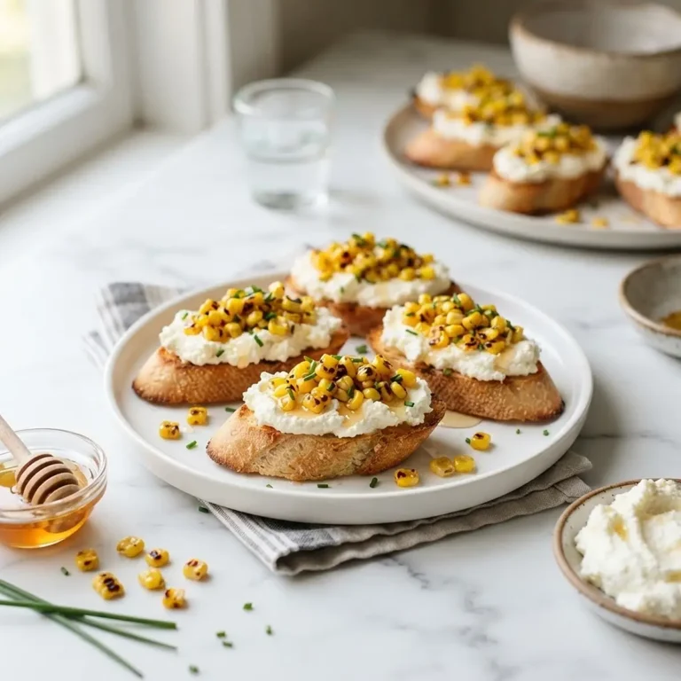 Whipped Ricotta Corn Crostini