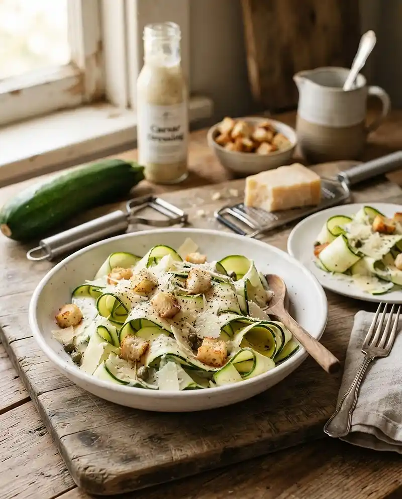 Zucchini Ribbon Caesar Salad 4 Zucchini Ribbon Caesar Salad RECIPE