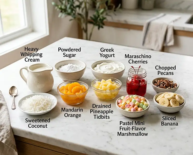 Ambrosia Salad Recipe (So Creamy!) 3 ambrosia salad recipe Ingredients
