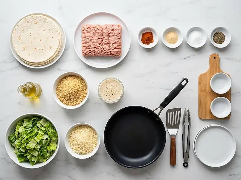 chicken caesar smash tacos​ Ingredients